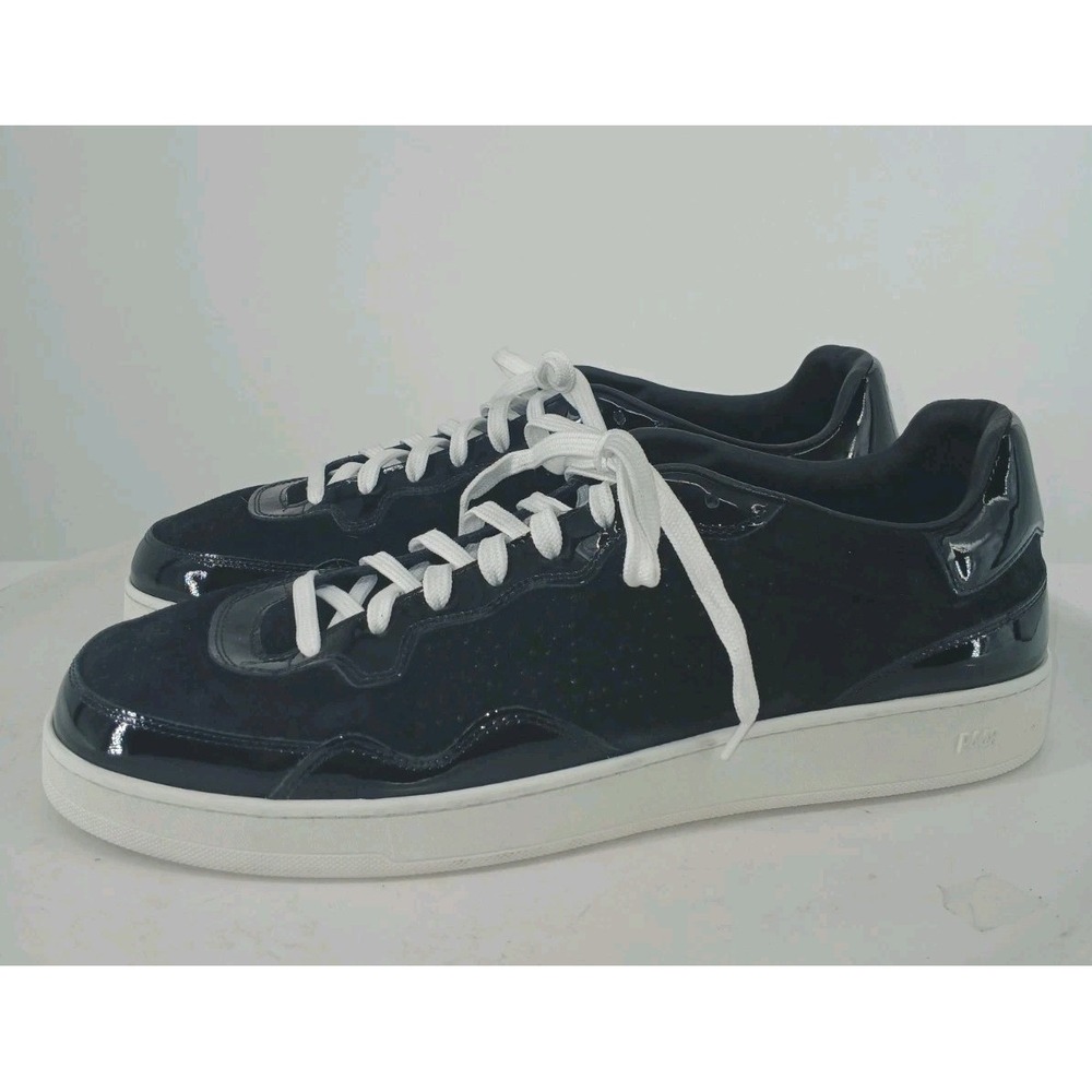 P448 Vert Mens Black Patent Leather Suede Sneakers Shoes, size 13 / 46  NEW  C2